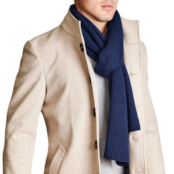Merino Wool Knit Scarf - Navy
