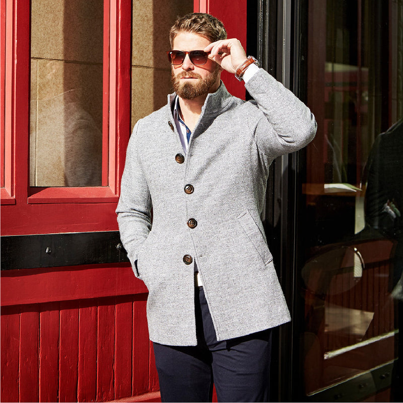 Grey Open Button Overcoat
