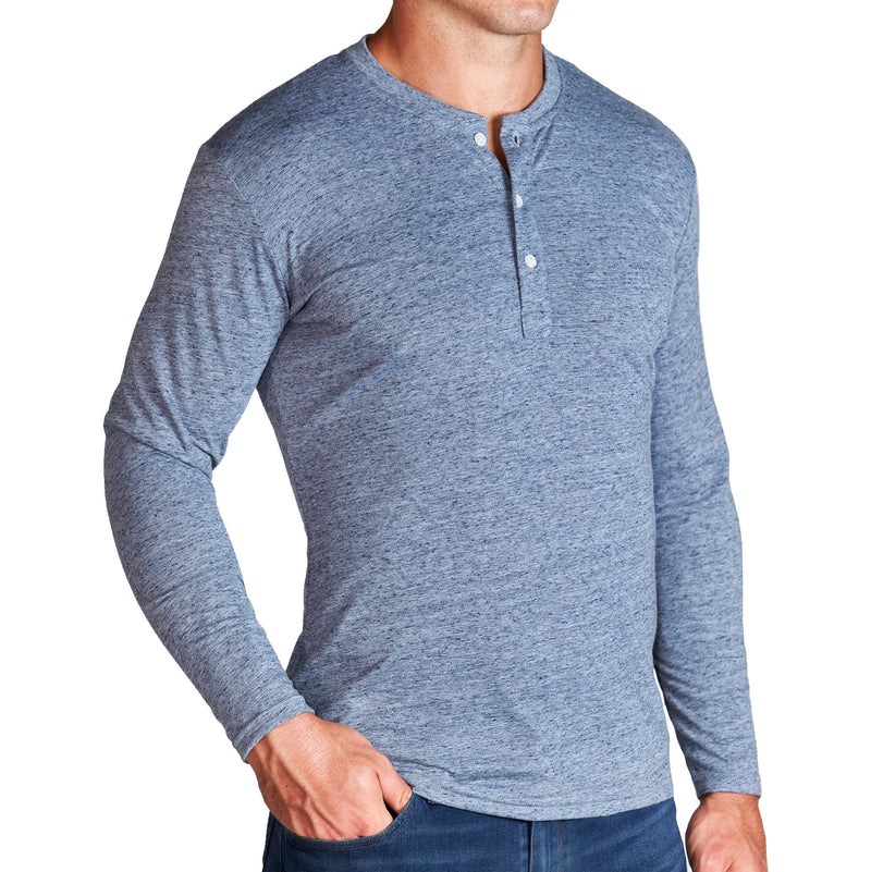 "The Arko" Steel Blue Long Sleeve Henley